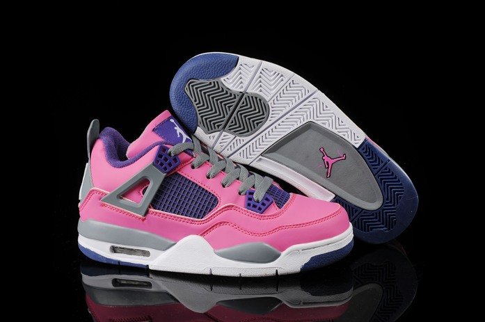 Air Jordan Iv 4 Retro Chaussures Femmes Nouveau Bleu Rose
